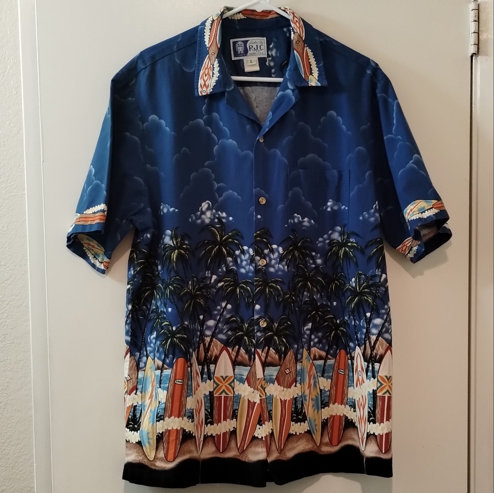 Men's Hawaiian Surfboard Shirt Size  L
